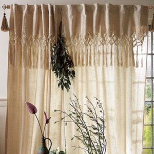 Anthropologie Knotted Macrame Boho Curtain SET